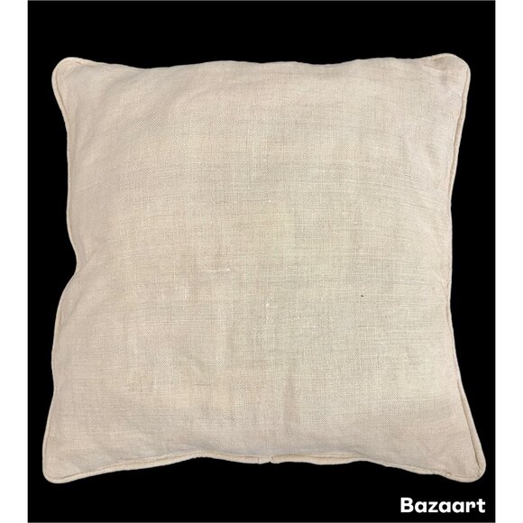 VTG Crewel Embroidery Folk Art Jacobean Bird Pillow On 100% Belgian Linen RARE - Picture 2 of 3